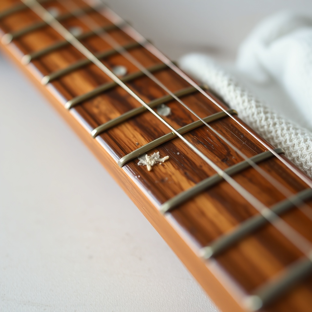 macro shot of fretboard edges on a Player II Telecaster neck