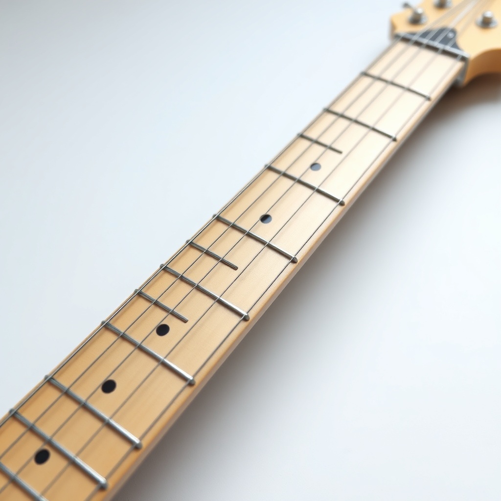 A clean photorealistic photo of a GearTune TN Series guitar neck close-up