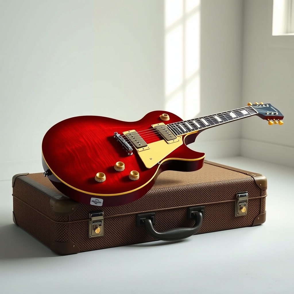 A studio shot of a Gibson Les Paul Standard '60s in Heritage Cherry Sunburst